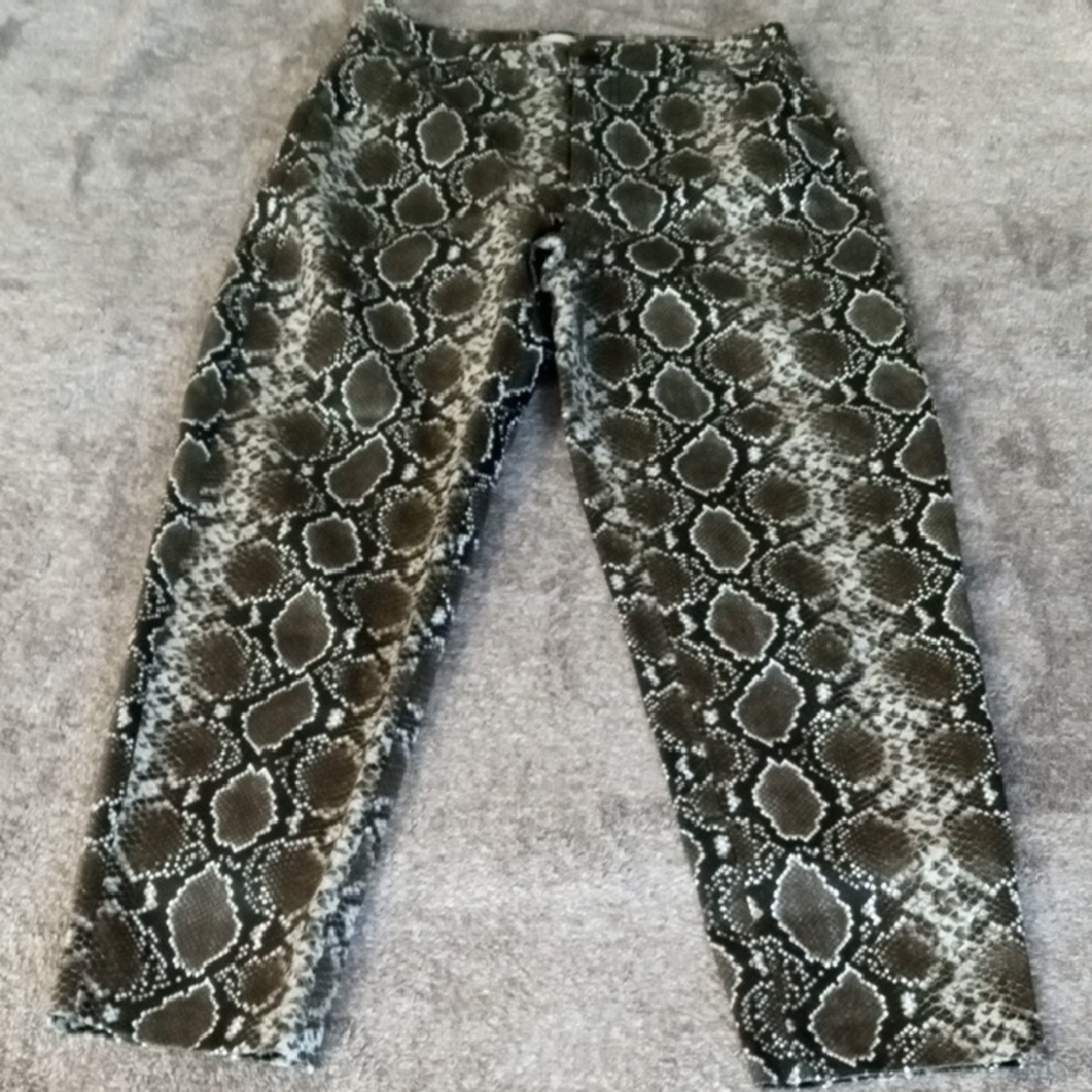 MNG faux leather snake print pants